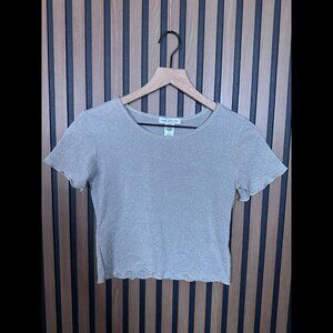 Urban Outfitters T Shirt Small Womens Metallic Sparkle Sheer Ruffled Trim Lurex